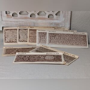 Vintage Craftaid Leather Carving Templates Lot of 8 Billfold Belt Wallet Handbag